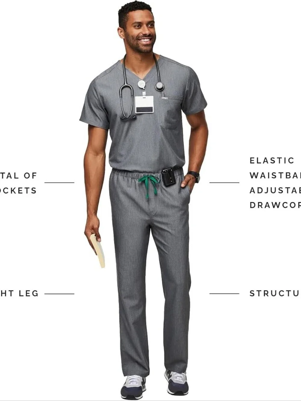 Figs Pisco Straight-Leg Scrub Trouser Pant Nurse XXL Graphite Work Wear